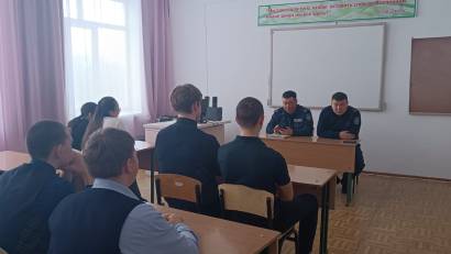Встреча учеников  с начальником ООБ ОП Жамбылского района подполковником полиции Темешевым А.А.,